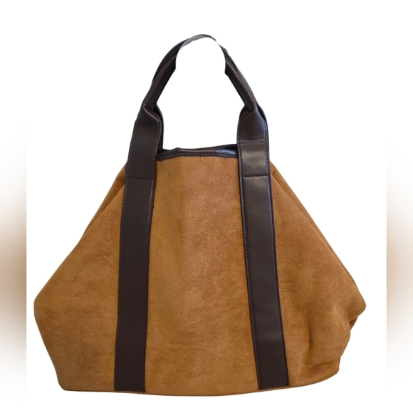 Tan and Brown SuedeTote Bag - Picture 2 of 7